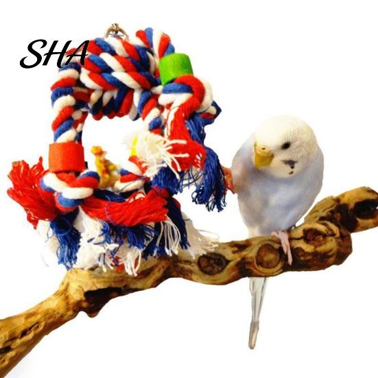 Parrot Biting Toy Colorful Rope Toy, Cotton Bird Chew Resistant Cage Accessory for Lovebird Budgie Cockatiel Parakeet Enrichment Blocks