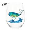 Ocean Lover Birthday Gift Handcrafted Glass Cup, Unique Marine Animal Theme Print Artisan Hand Blown Cup Bar Tumbler, Decorative Glassware for