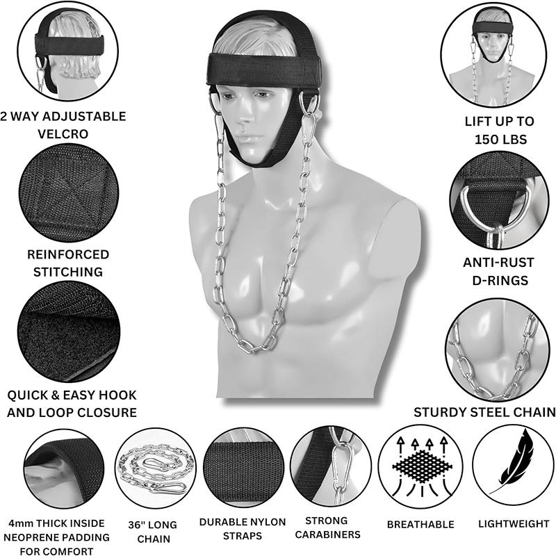 Head Neck Training Head Harness Weight Bearing Cap Body Strengh Adjustable Exercise Strap Neck Muscle Power Training Gym Fitness