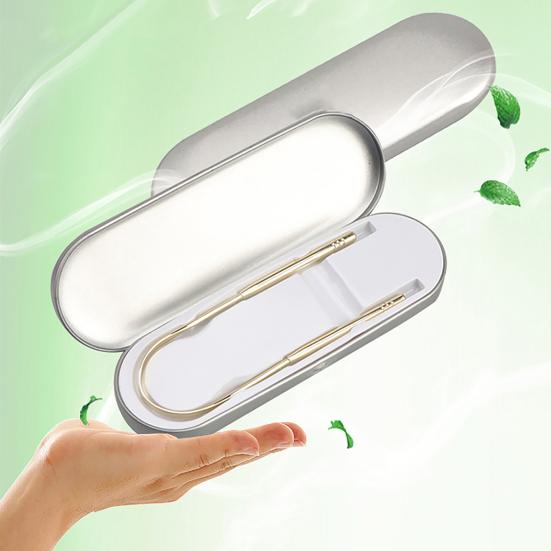 Stainless Steel Tongue Scraper Cleaner Fresh Breath Keeper Oral Hygiene with Box