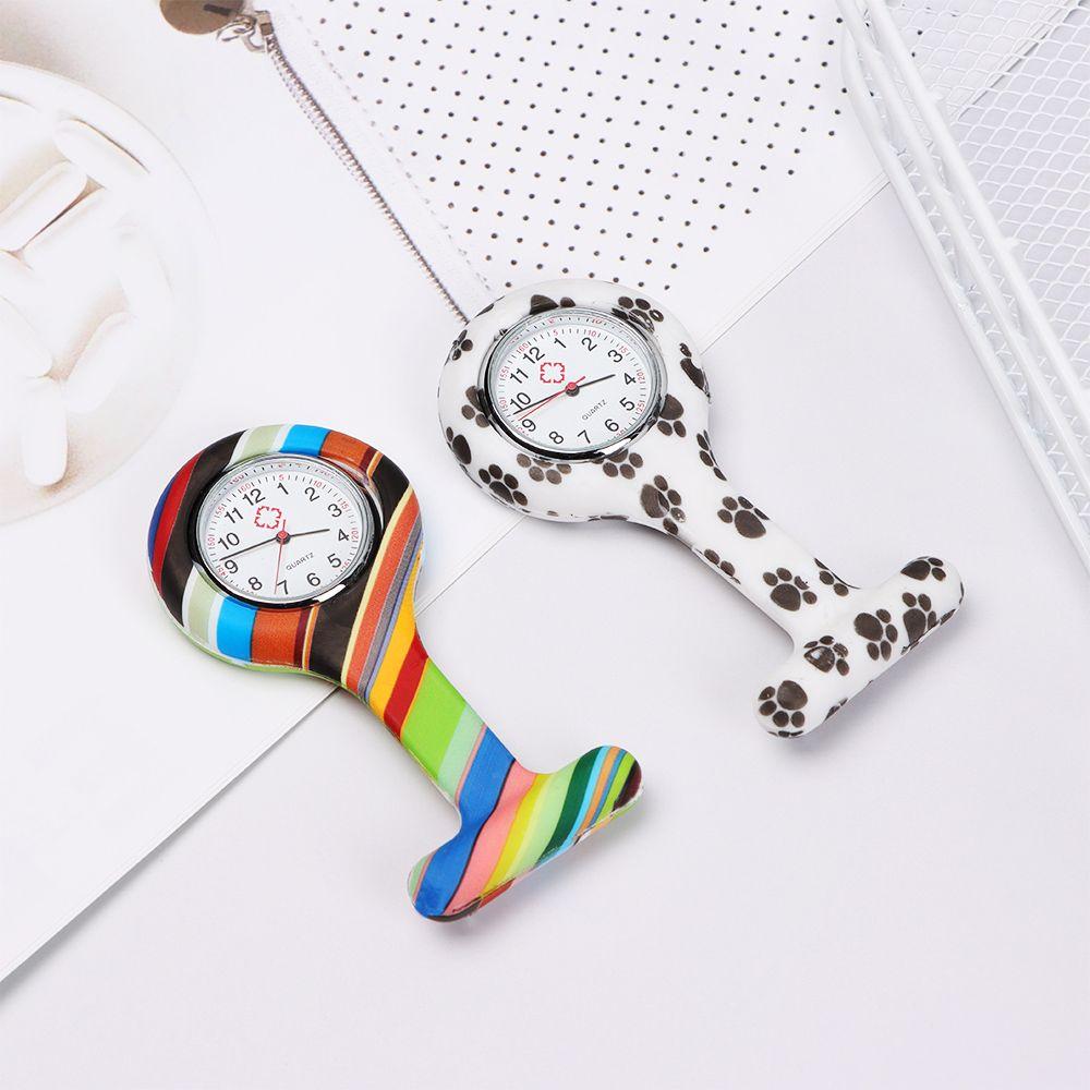 Unisex Lapel Watches with Second Hand Silicone Multi Colors Fob Clip On Nursing Nurse Watch