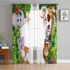 Jungle Animals Tiger Elephant Zebra Sheer Curtains For Living Room Bedroom Tulle Curtains Kitchen Window Treatments Panel Drapes