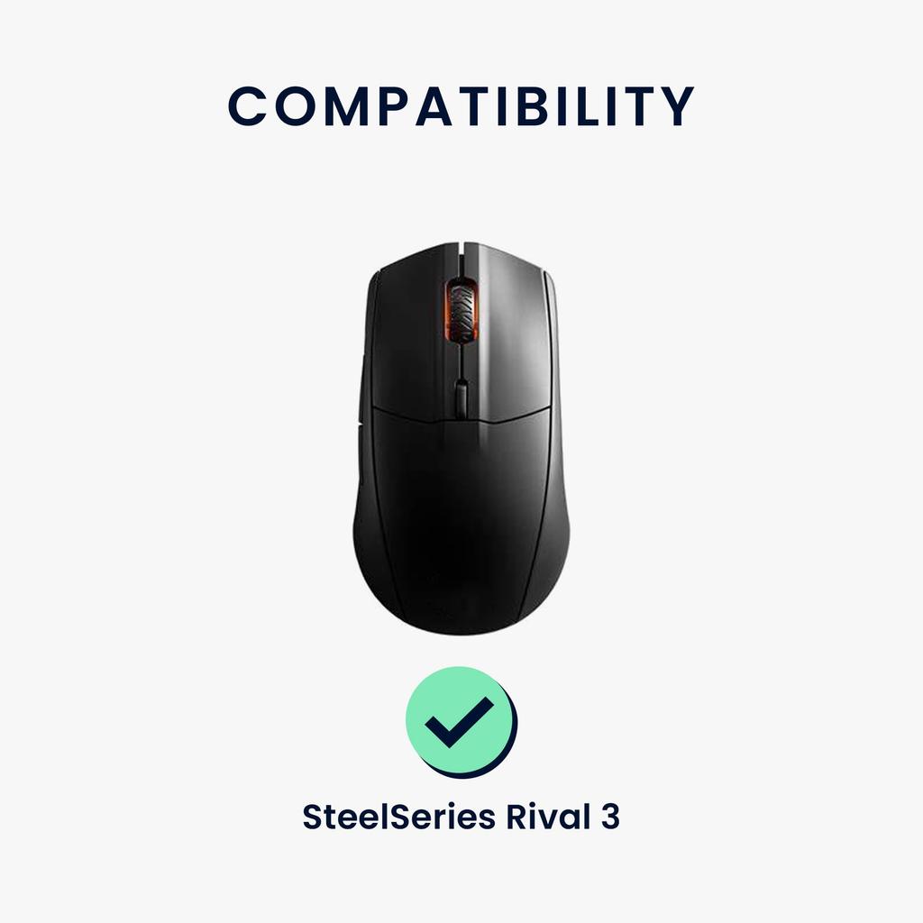 kwmobile Mouse Feet Compatible with SteelSeries Rival 3 Mouse Sole Replacement Sticker Reinforced Slip Black -