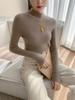 Women's Seamless Cashmere Half-High Neck Slim-Fit Sweater - Versatile Autumn/Winter Knitwear Base Layer
