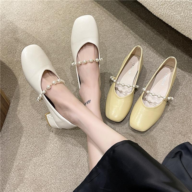 Туфли-лодочки «Мэри Джейн» от Fairy Wind, женская обувь, новинка весны и лета 2025 года, новые туфли на плоской подошве с квадратным носком и жемчужной мягкой подошвой