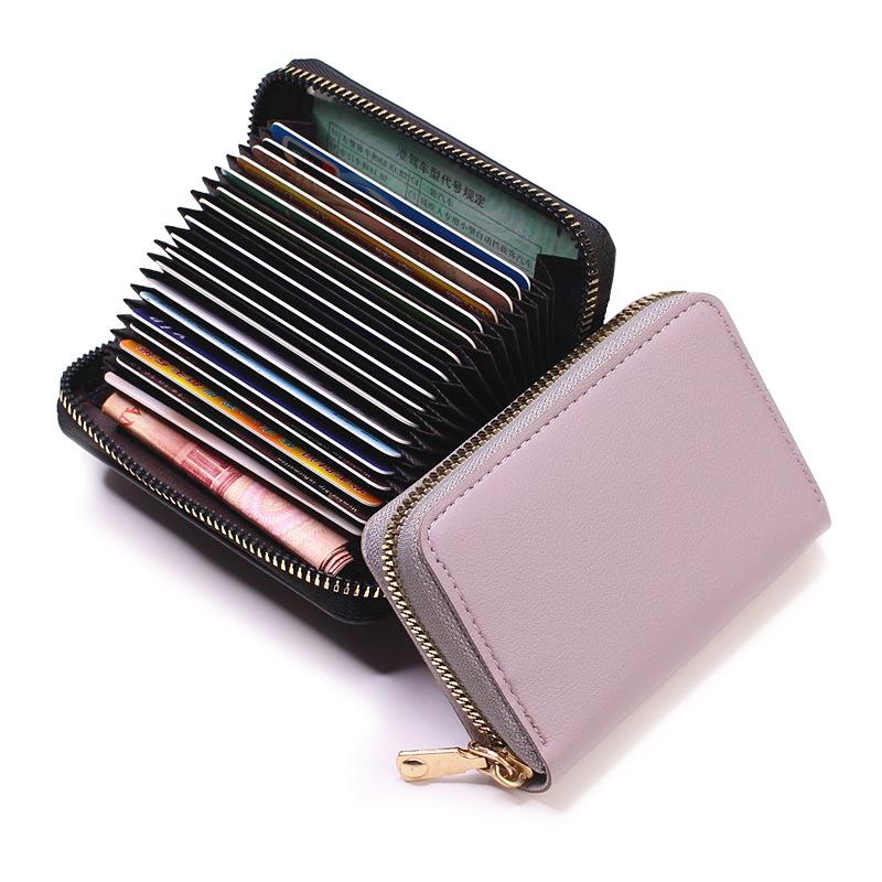 Business Card Holder Wallet Women/men Gray Bank/ID/Credit Card Holder 20 Bits Card Wallet PU Leather Protects Case Coin Purse