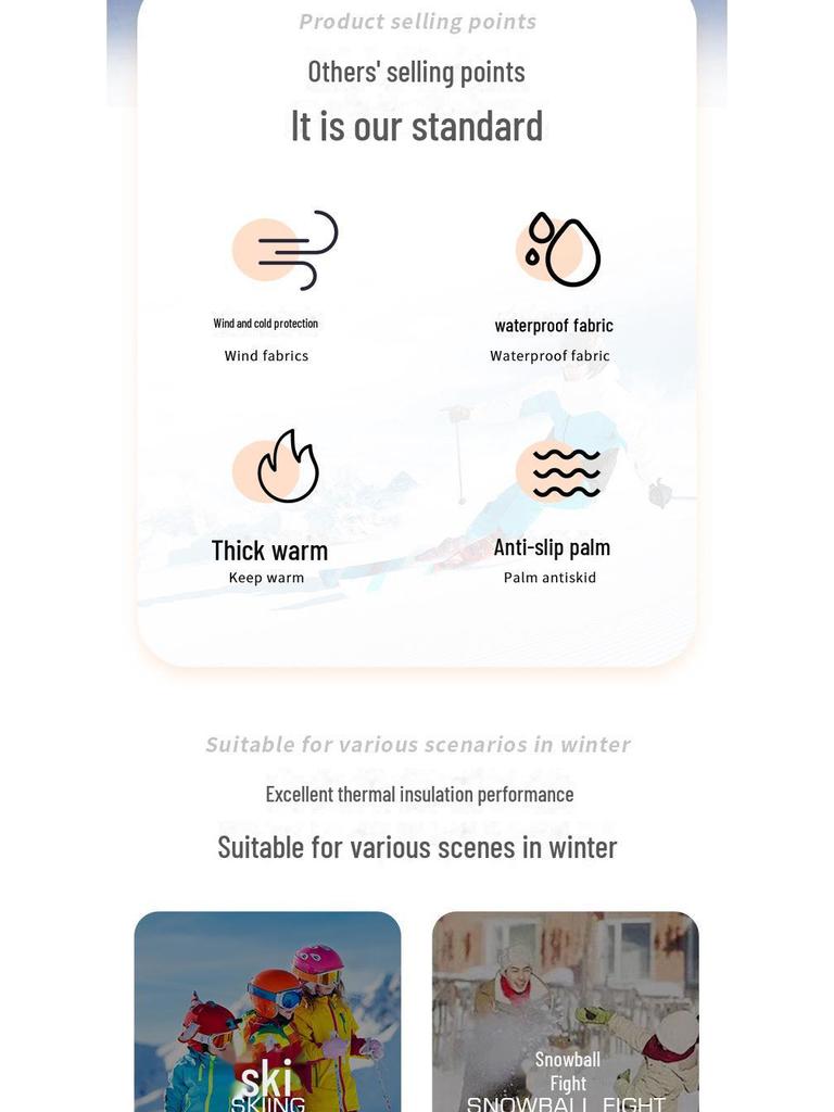 Unisex Winter Ski Gloves: Thick Velvet, Waterproof, Windproof, Touchscreen, Non-Slip for Outdoor Cycling