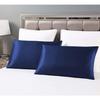 Set of 2 Satin Pillowcases, Envelope-Style Pillowcases, Beautiful Skin and Hair, Double-Sided Silk, Smooth Material, Anti-Static (50*70cm, Blue)