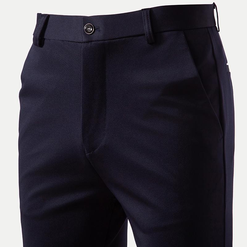 Men's Winter Elastic Thickened Formal Trousers - Velvet-Lined, Straight-Cut, Light Business Casual Pants.