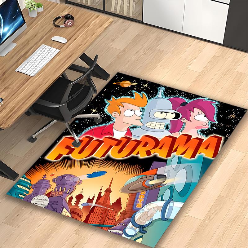 1pc Office Printed Area Carpet, Futurama Cartoon Crew Rug, Home Sofa Chair Mat For Christmas and Halloween Décor