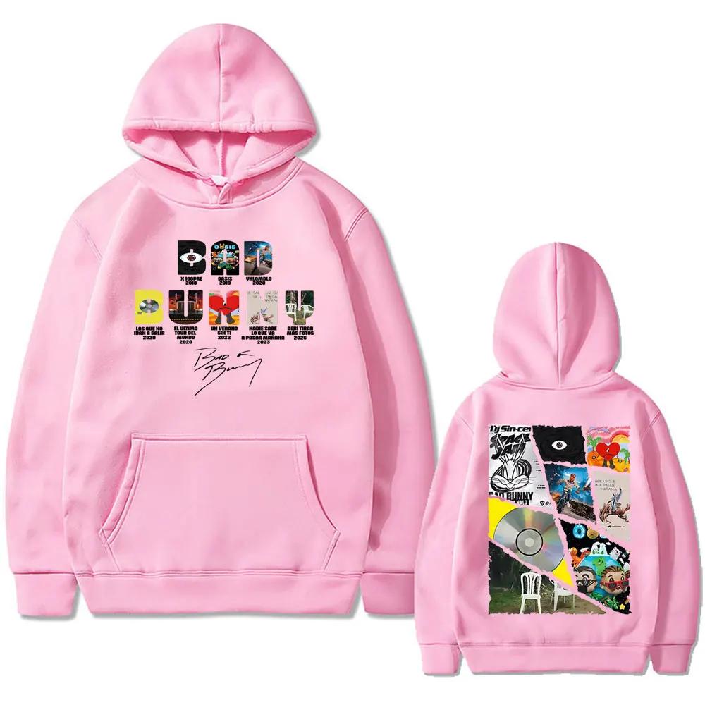 Bad Bunny Hoodie Album Covers Front Back Print Men Women Latin Music Pullover Sweatshirt Vintage Rap Unisex Casual Streetwear Hooded Top