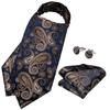 Men's Vintage Cravat Ascot Tie Self Paisley Floral British Style Gentleman Silk Tie Set For Party