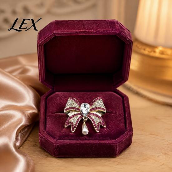 Daily Wear Brooch Retro Rhinestone Bow Brooch, Bowknot Pin with Waterdrop Faux Pearl, Metal Women Jewelry Accessories for Wedding Party Dainty