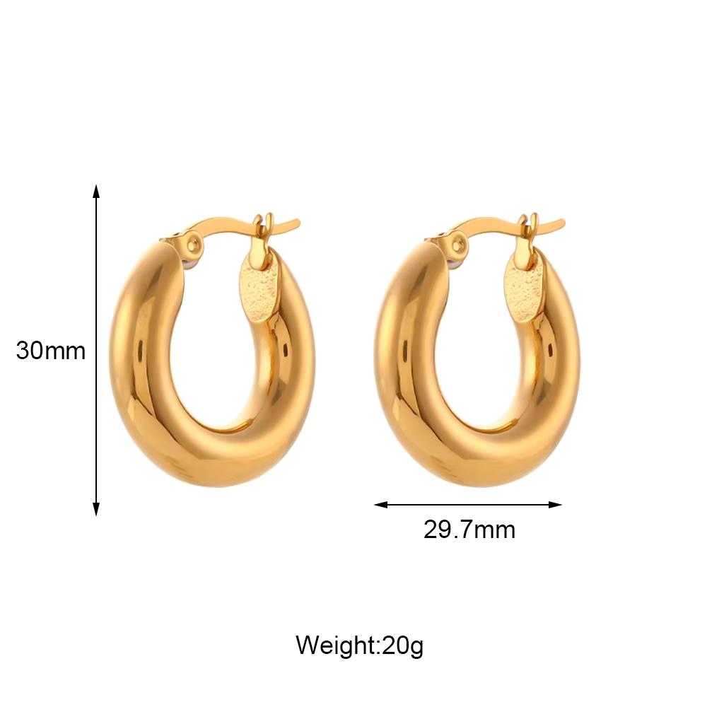 Минималистичные Серьги-кольца из Нержавеющей Стали с Покрытием 18K Золотом 20 мм 25 мм 30 мм для Женщин