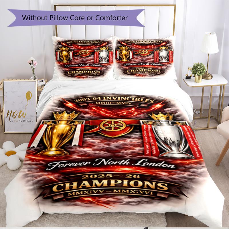 3pcs Duvet Cover Set (1*Duvet Cover + 2*Pillowcase, Without Core), football team Print Soft All‑Season Bedding Set, Home Bedroom Decor Gift