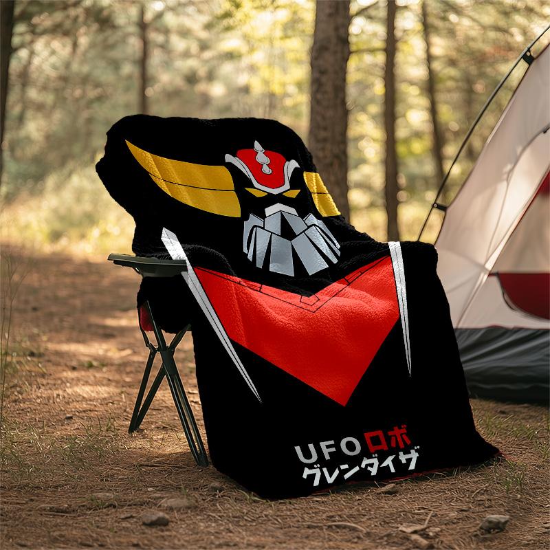 1pc UFO Robot Grendizer6 Theme Blanket - Digital Print, Polyester, Cozy for All Seasons, Perfect for Outdoor, Camping, and Travel