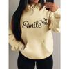 Smile Font Language Butterfly Pattern Hoody For Women Sport Pocket Clothing Cute Multicolor Streetwear Autumn Fashion Hoodies
