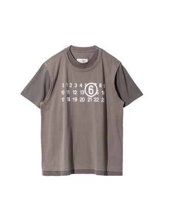 MM6 Maison Margiela SH0GC0001 STJ391 Футболка с логотипом Numbering, цвет серо-коричневый, размер S, мужская [Б/у]