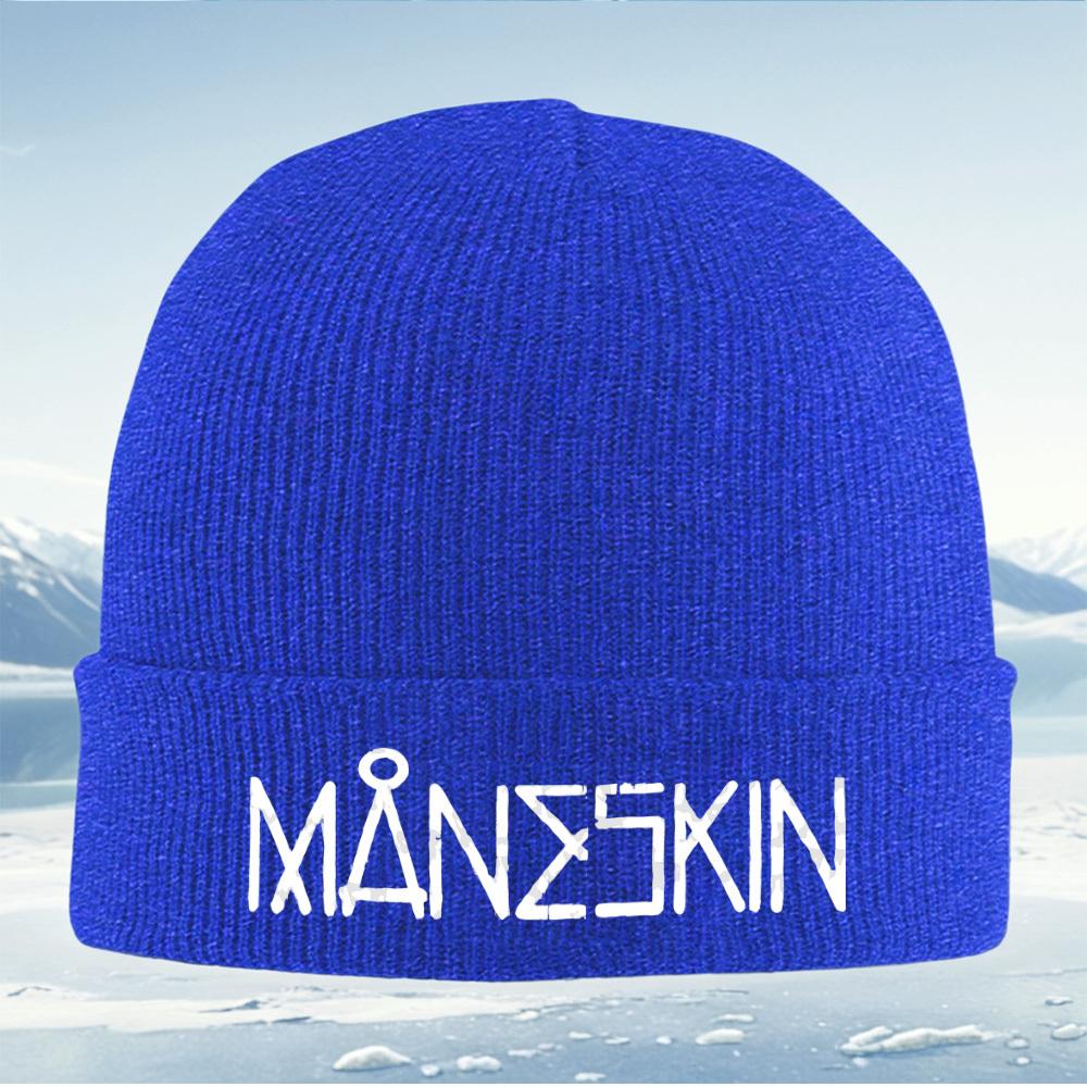White bold text on black background Men Women Unisex Knitted Hat Beanie Pullover Cap Winter Thermal Warm Christmas Outdoor Cycli