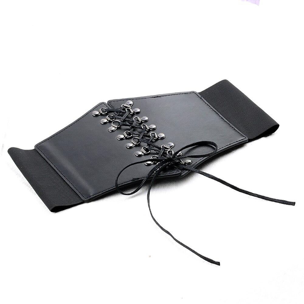 New Corset Punk Black Wide Belt Pu Leather Slimming Body Belts for Women Elastic High Waist Female Cummerbunds