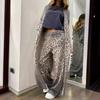 IHUASU Spring Leopard Print Long Sleeve Cardigan Jacket Trousers Suit Two-piece for Women