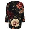 Women's Tops Three-quarter Sleeve Shirt V-neck Loose Casual Shirt Floral Print T-shirt