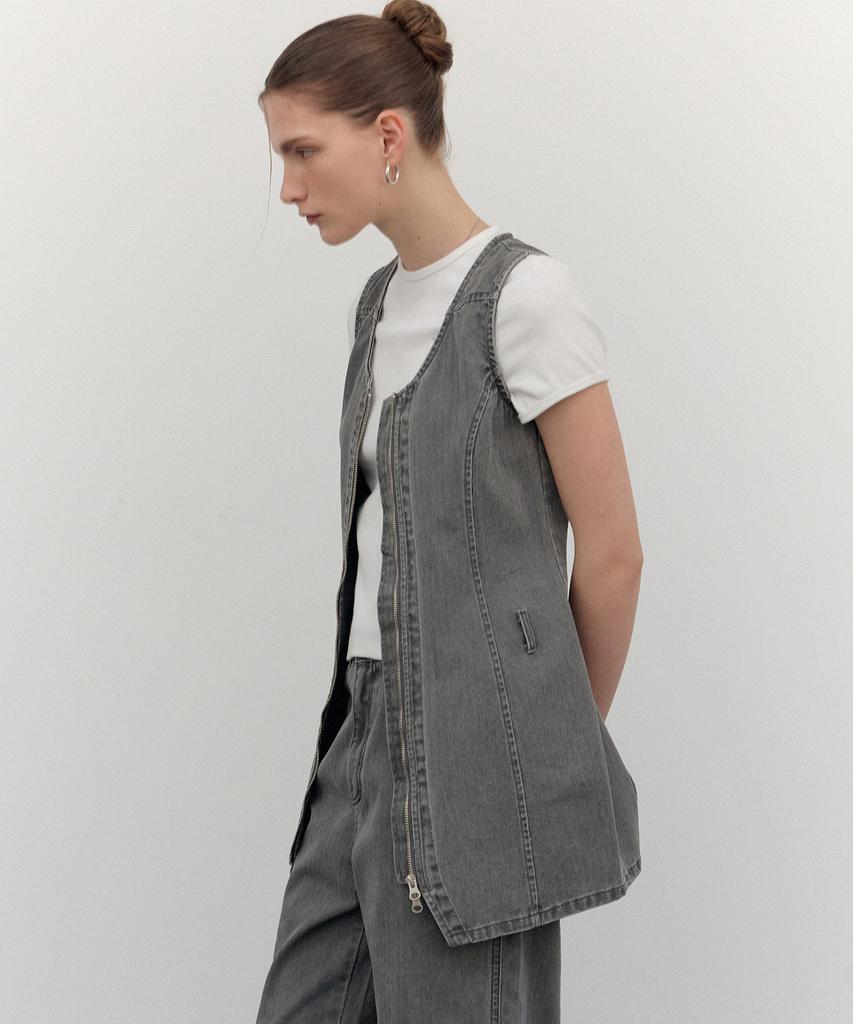 Платье CITTA на молнии в полоску Zip-Up Dress_Ctop706 (Мытый черный)