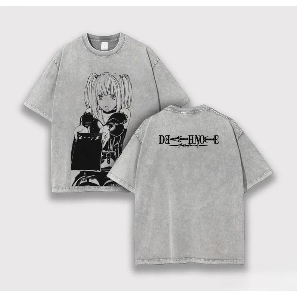 Death Note Misa Printed Streetwear Men Women Vintage Washed T-shirt Oversized Cotton T Shirt Short Sleeve Clothing Casual Tshirt