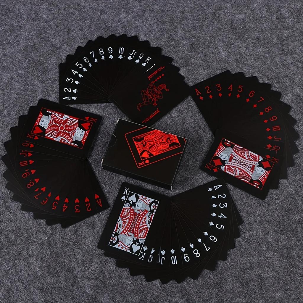 54 шт./набор-Картаводонепроницаемая Черная матовая Игральная черная пластиковая карта настольная игра карта ПВХ карта