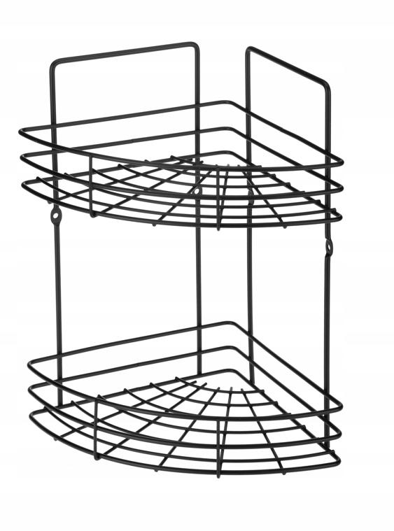 2-Level Corner Bathroom Shelf Black 1 Pc