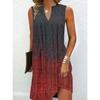 Women's Multi-color A-line Sleeveless Dress Summer V-neck Printed Casual Dresses