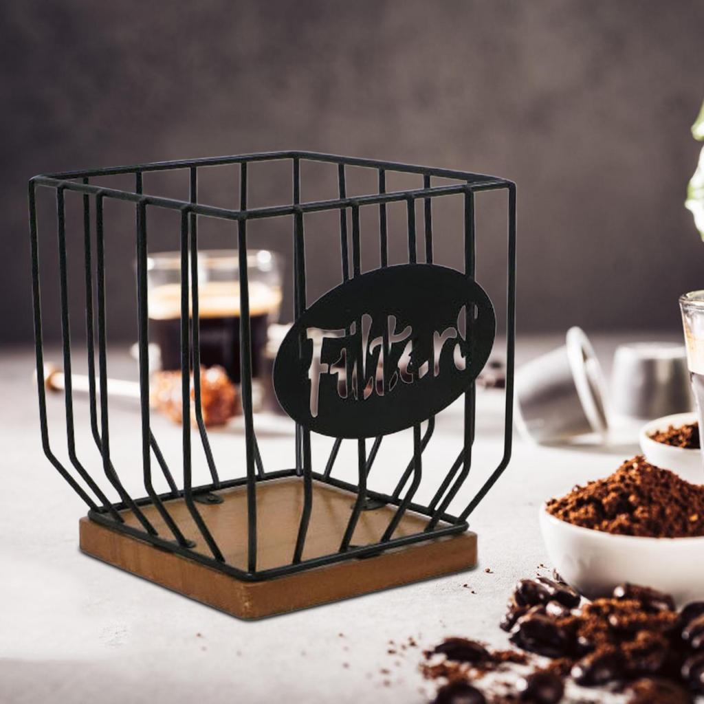 Coffee Pod Holder Capsule Basket with Wood Base Storage Organizer Espresso