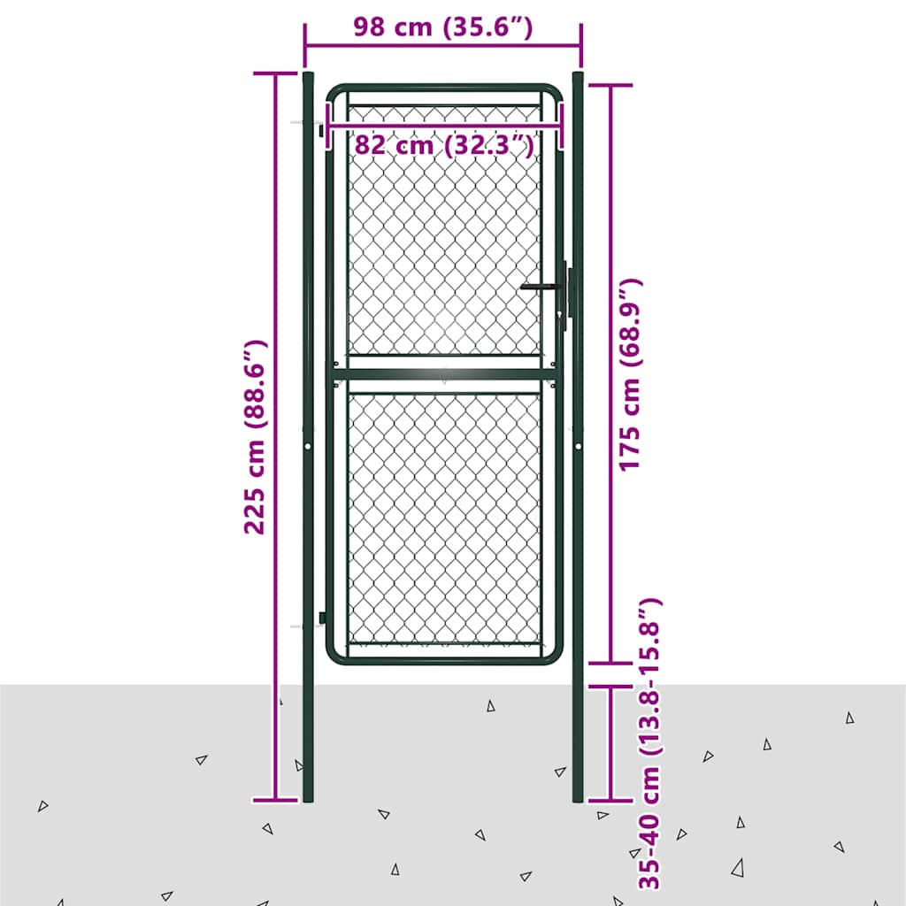 Steel Garden Gate 100 x 175 cm Green