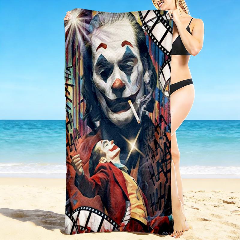 1Pc Joker'S Chaos Gotham Beach Towel Quick Dry Multiuse For Beach Pool Gym Yoga Home Travel Christmas Halloween Xmas Gift L1319