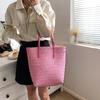 Yogodlns Summer Woven Straw Tote Bag Casual Large Capacity Rattan Beach Bag Holiday Handmade Shoulder Bag Travel Shopper Bag