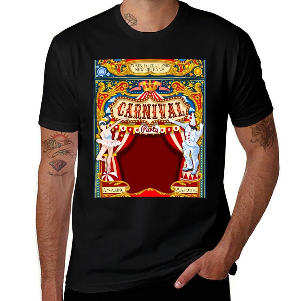 Circus Carnival Invite Poster Tshirt All Match Basic Short Sleeve Top Tshirt