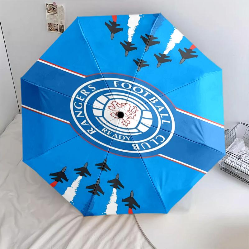 1 PC Automatic Folding Umbrella - Rangers Fc Pattern Portable Foldable Design With 8 Ribs Christmas Birthday Gifts