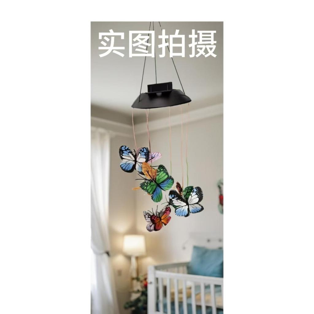 2026 Outdoor Waterproof Solar Butterfly Wind Chime Garden Lamp Flower Fluttering Realistic Flower Decoration Festival Lamp