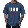 Men T-shirt Round Neck Short Sleeve Slim Fit Tee Shirt USA Pattern Versatile Tee Tops Running Fitness Tops Daily Wear