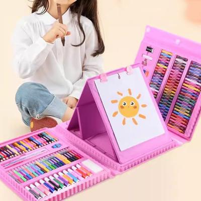 Набор инструментов для рисования из 208 предметов, набор для цветного рисования, двухсторонний тройной мольберт, карандаш для рисования и карандаш для рисования, подарки на Рождество, день рождения и Новый год.