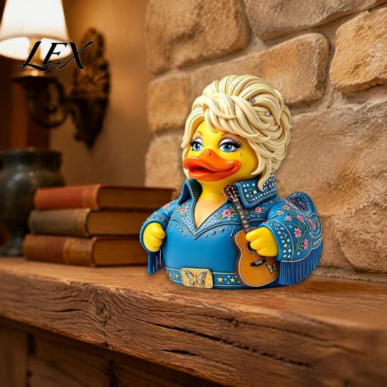 Статуэтка утки из смолы для домашнего декора Parton Memorial Duck, Фигурка Dolly, Статуэтка в стиле кантри-музыки, Ручная роспись фигурки музыканта на гитарную тематику, Декоративная