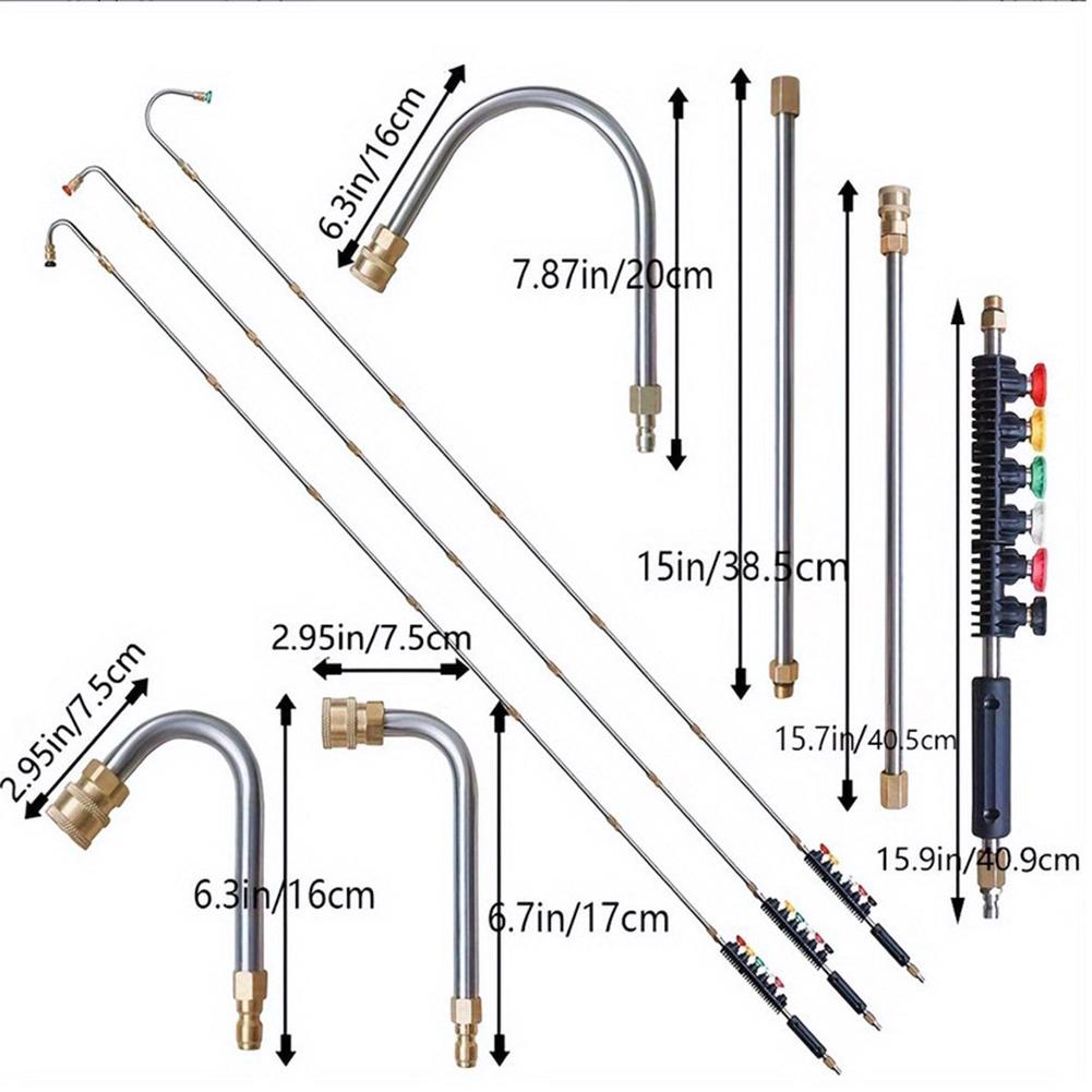 10Pcs Pressure Washer Extension Wand Set Pressure Washer Lance Extension Spray Gun Wand Lance with 6 Adjustable Nozzles 4000PSI