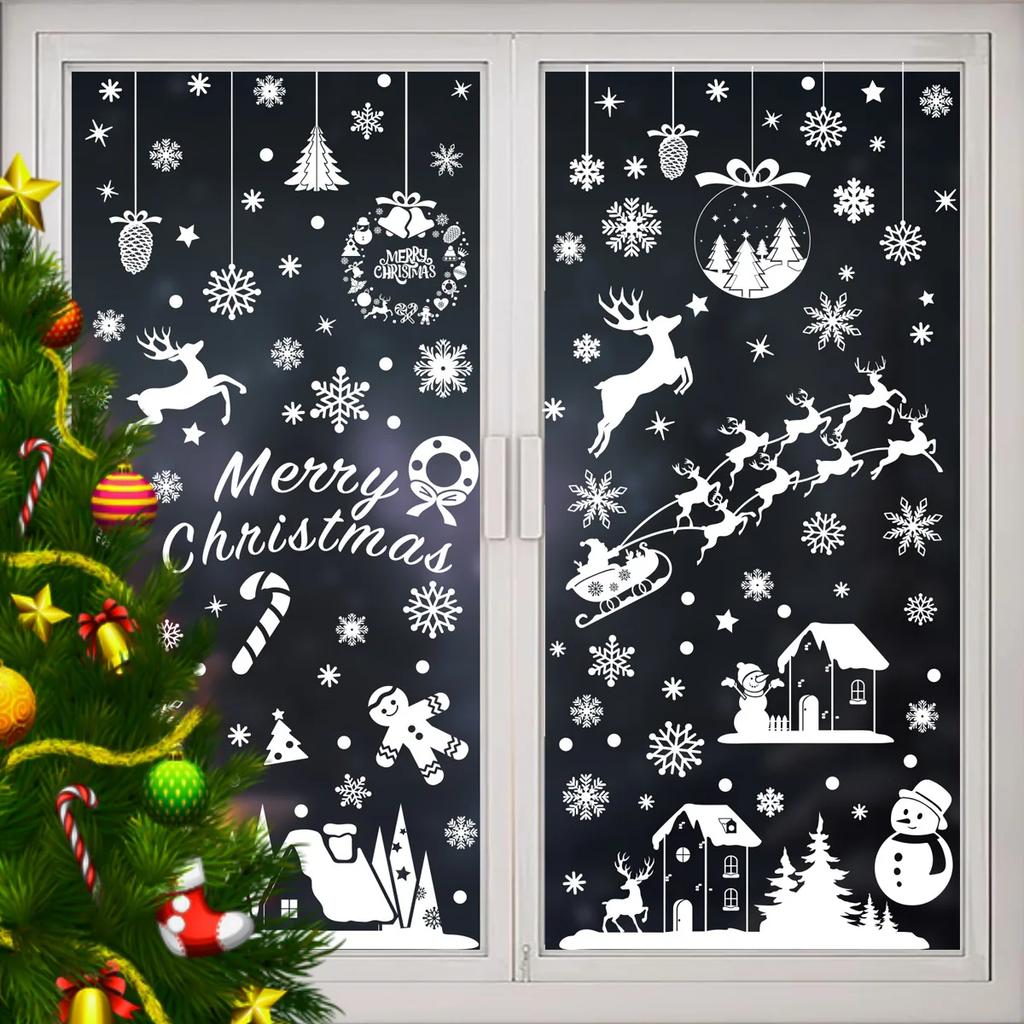 Christmas Hanging Ball Candy Stick Snowflake Glass Sticker Noel Ornaments Xmas Pendants Merry Chrisma Decor Happy New Year 2026