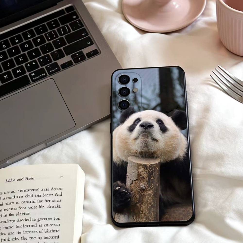 fubao panda Phone Case For Samsung S25,24,23,22,30,21,10,9,Ultra,Plus,Lite,FE,4,5 G Soft Black Case