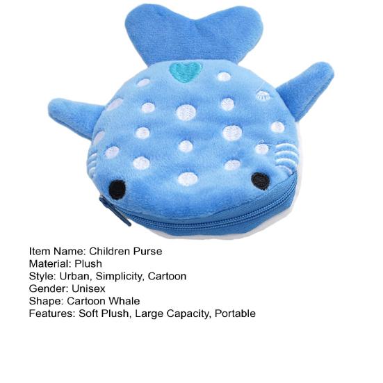 Детский кошелек Yousheng в форме акулы с застежкой-молнией, мягкий плюшевый детский кошелек, косметичка, сумка для хранения наушников с линией передачи данных