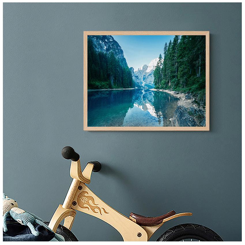 Modern Living Room Decor Scandinavian Nature Landscape Poster Nordic Style Print Mountain Lake Boat Wall Art Picture Painting