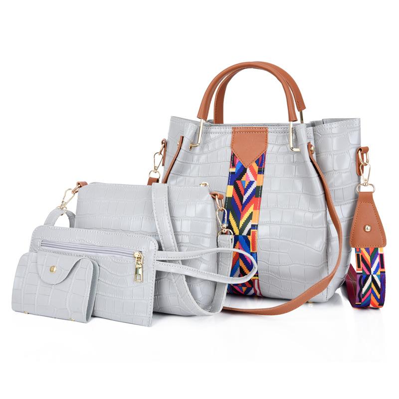 Новая модная сумка-четверка для мамы и ребенка из лакированной кожи с узором «камень», вставками контрастного цвета, одноплечная сумка-кроссбоди, цветная женская сумка