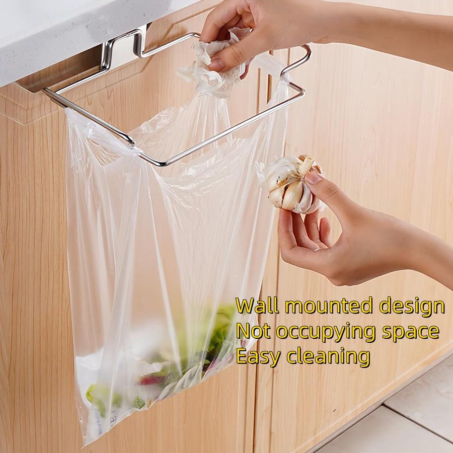 Креативная кухонная подвесная стойка для мусорных мешков, крючок для хранения на задней стороне двери, кухонный шкаф, стойка для мусорных мешков из нержавеющей стали