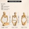 Set of 3 Gold Abstract Thinker Men Statue Set - Modern Art Showpieces for Home Decor, Living Room, Bedroom,Office