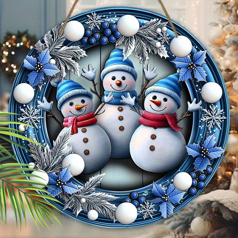 Очаровательная деревянная рождественская табличка «Снеговик», милая круглая табличка «Зимняя сказка» для декора на входную дверь или стену, идеальное рождественское украшение